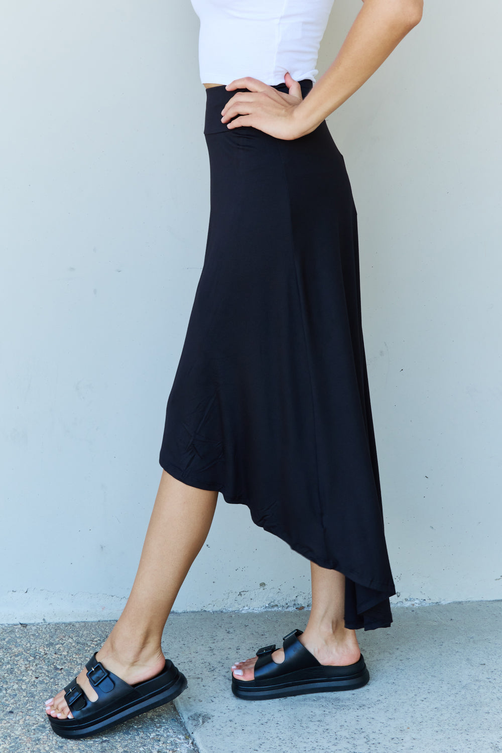 High Waisted Flare Maxi Skirt