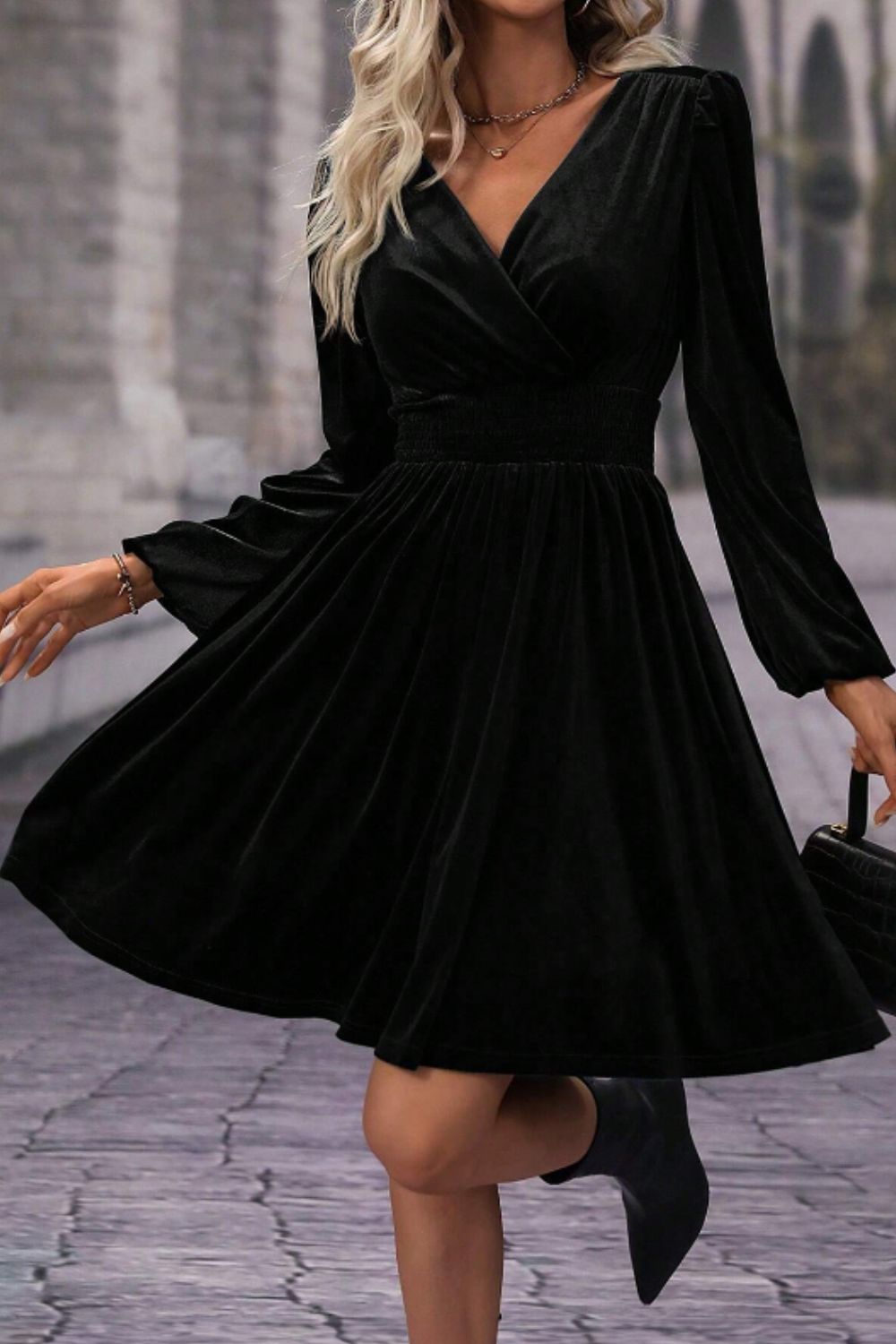 Surplice Velvet Dress