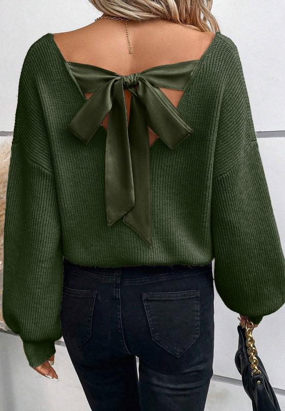 Tied Back Puff Sleeve Sweater