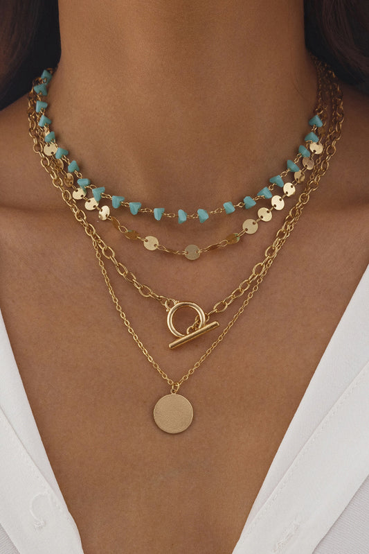 Gold Boho Multi-Layered Necklace Set