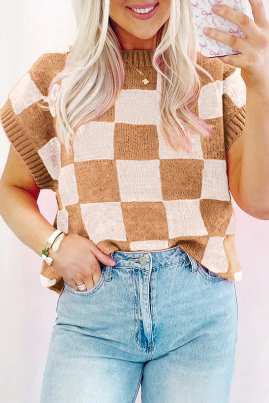 Colorblock Checkered Dolman Tee