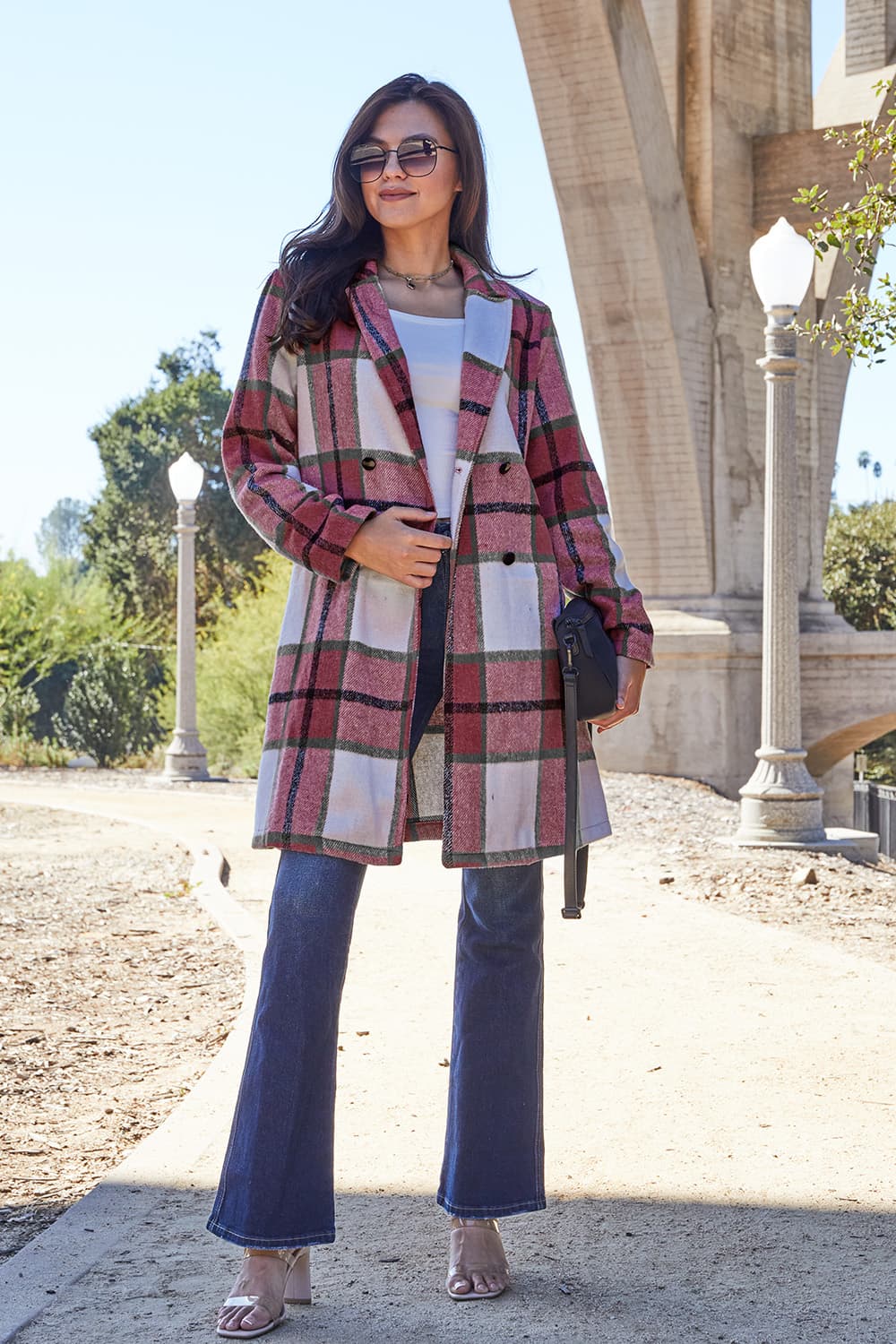 Plaid Lapel Collar Coat