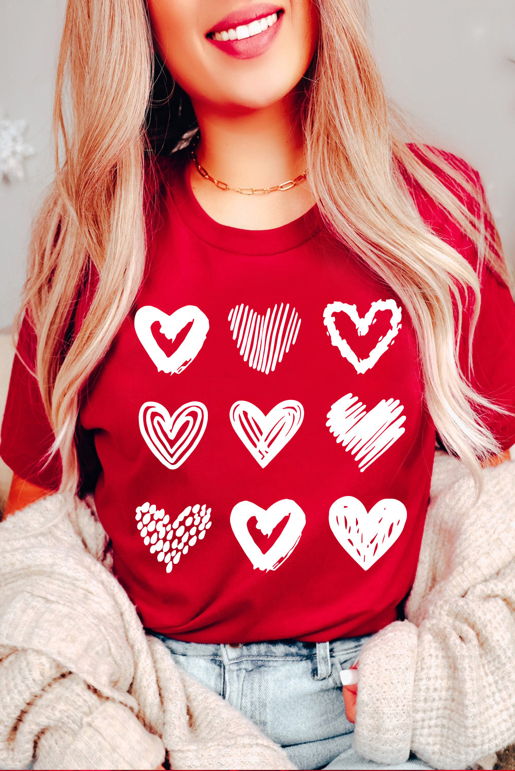 Red Crewneck Valentines Tee