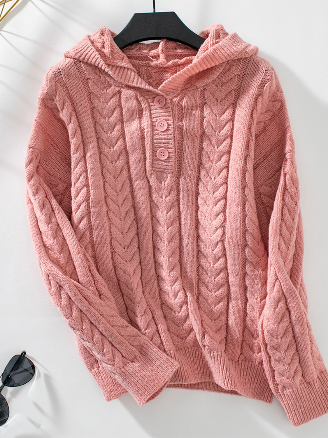 Cable-Knit Hooded Sweater