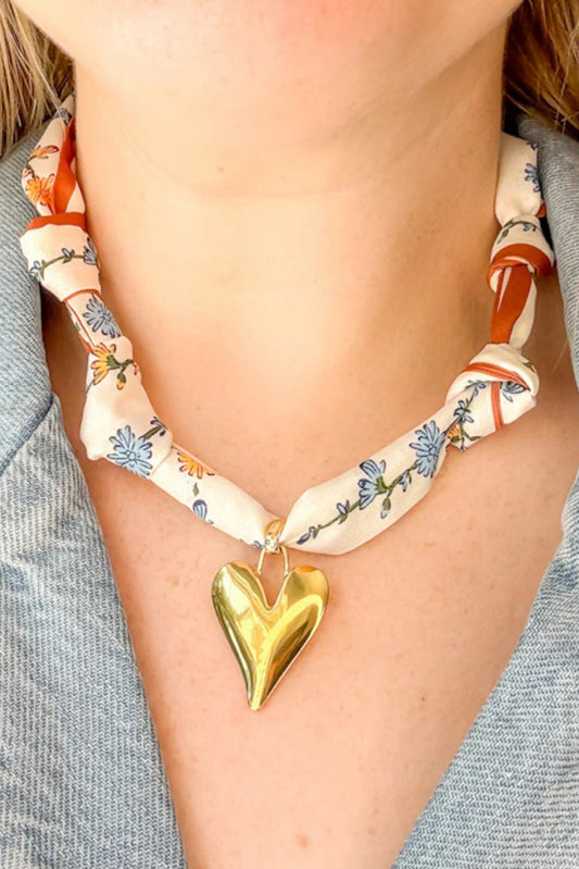 Boho Floral Heart Scarf Necklace