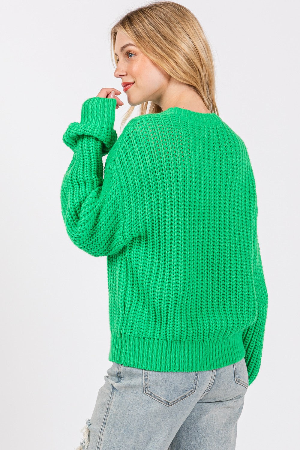 Green Drop Shoulder Sweater