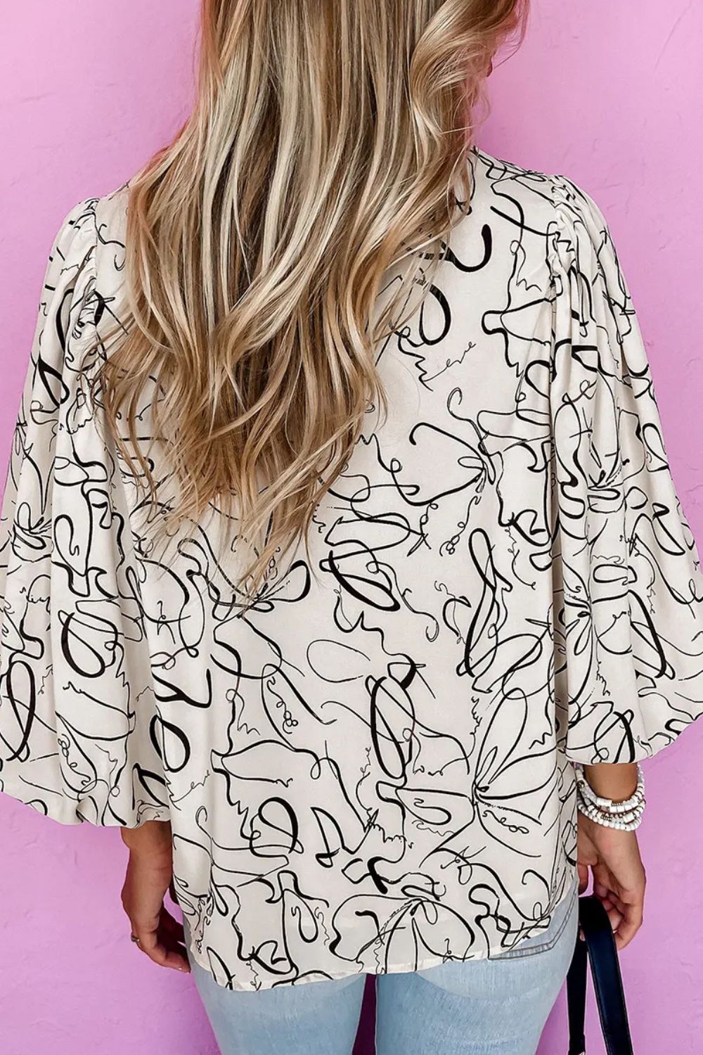 Abstract Three-Quarter Sleeve Blouse