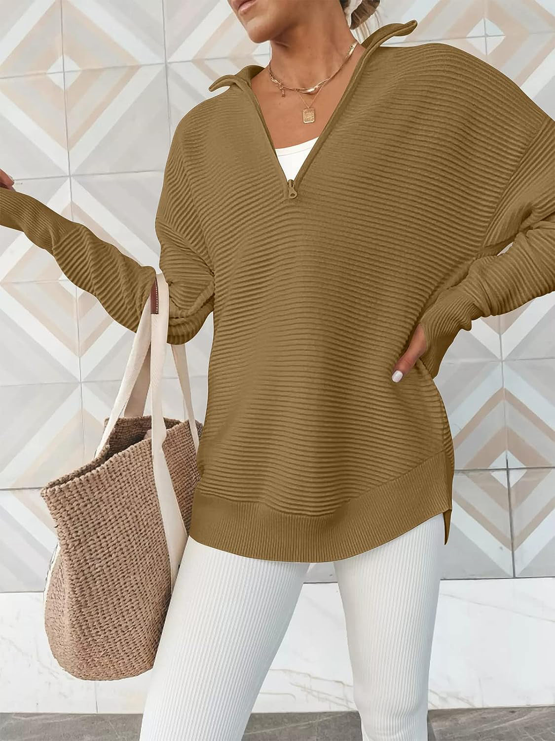 Half Zip Knit Top