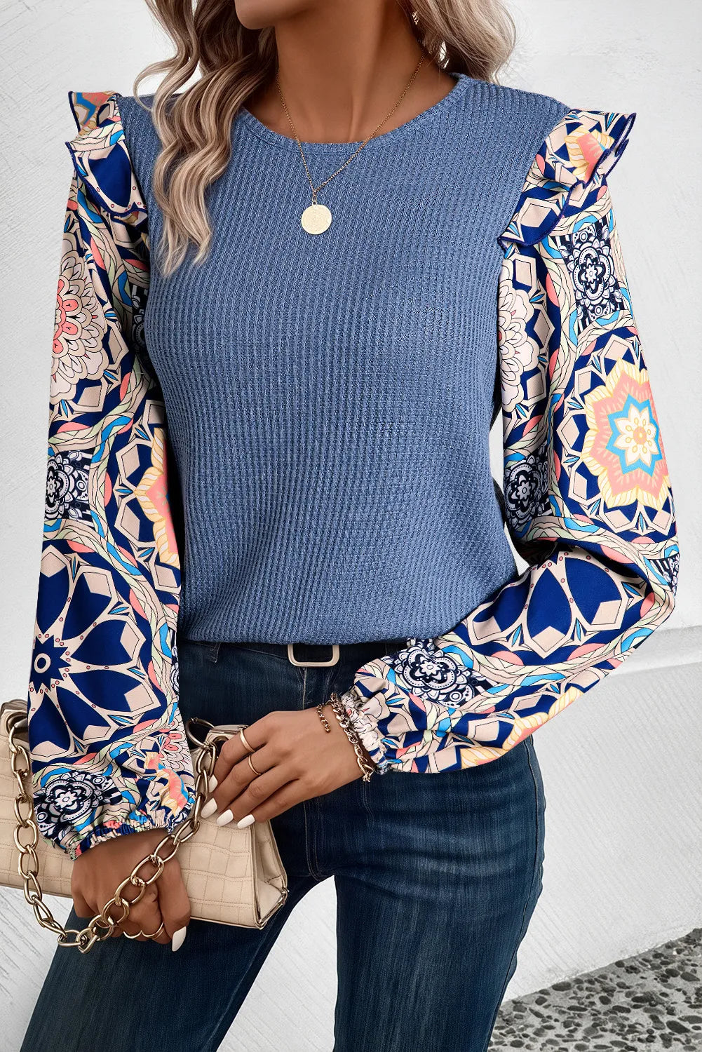 Ruffled Printed Top