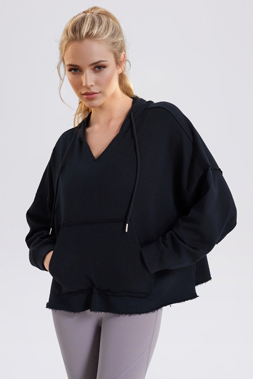 Basic Bae Frayed Hem Hoodie