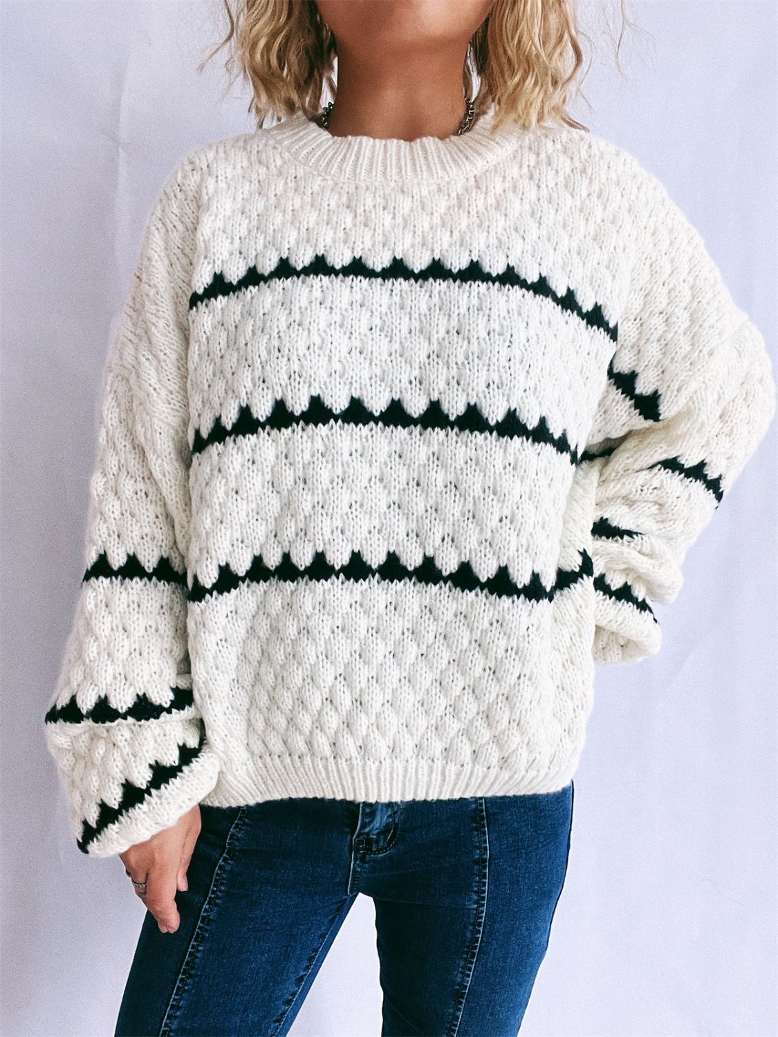 Contrast Stripes Sweater