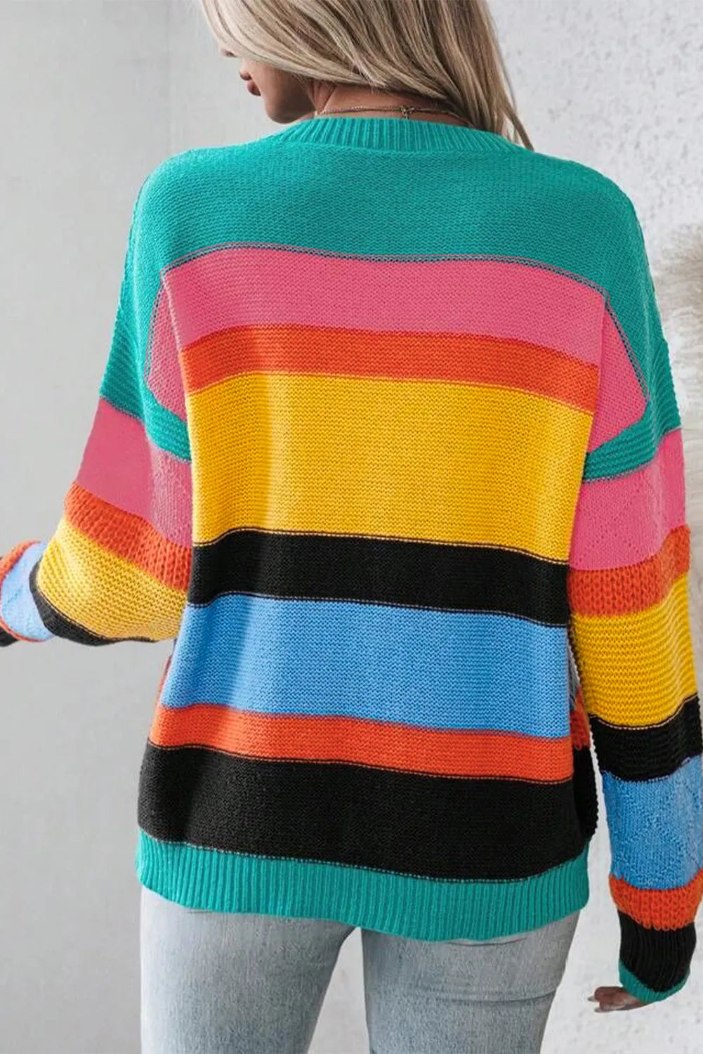 Bold Contrast Dropped Shoulder Sweater