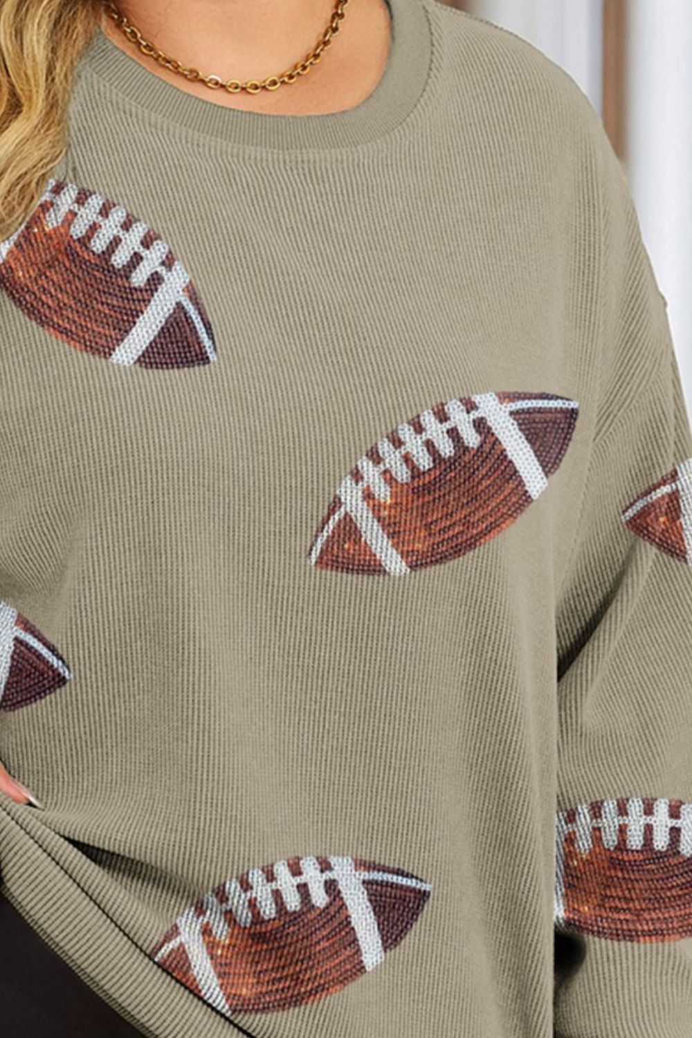 Plus Size Sequin Football Sweatshirt