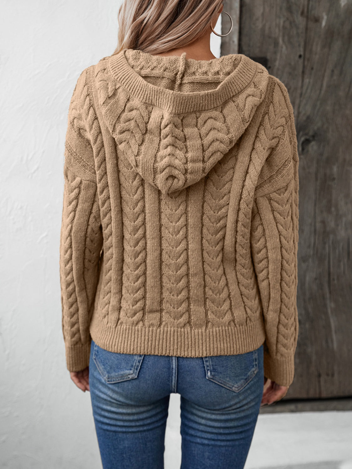 Cable-Knit Hooded Sweater