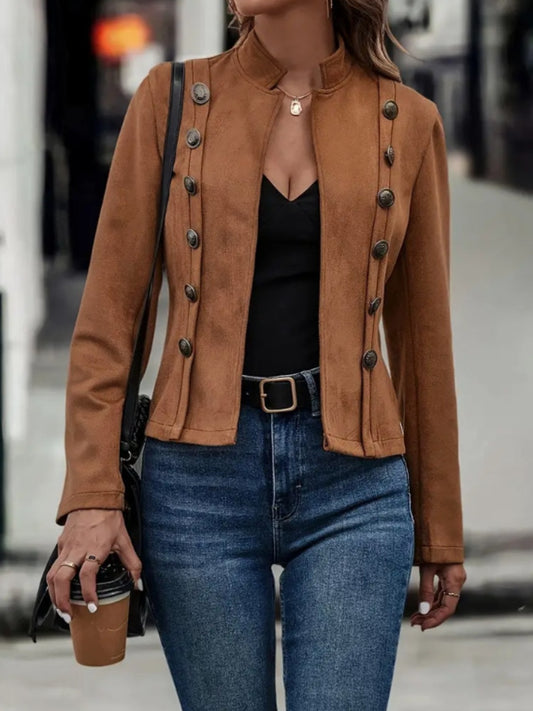 Decorative Button Open Front Jacket