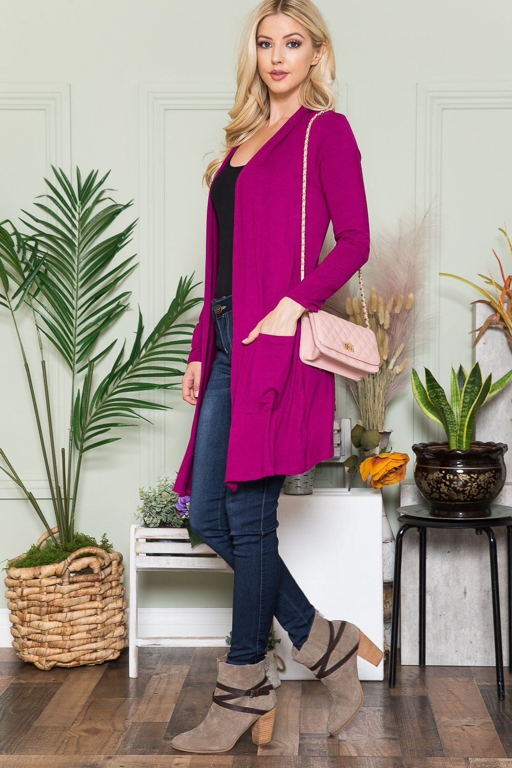 Celeste Open Front Cardigan with Pockets