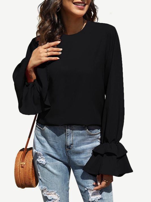 Double-Layered Flounce Sleeve Top