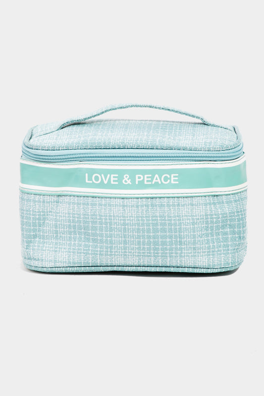 Love & Peace Striped Cosmetic Bag