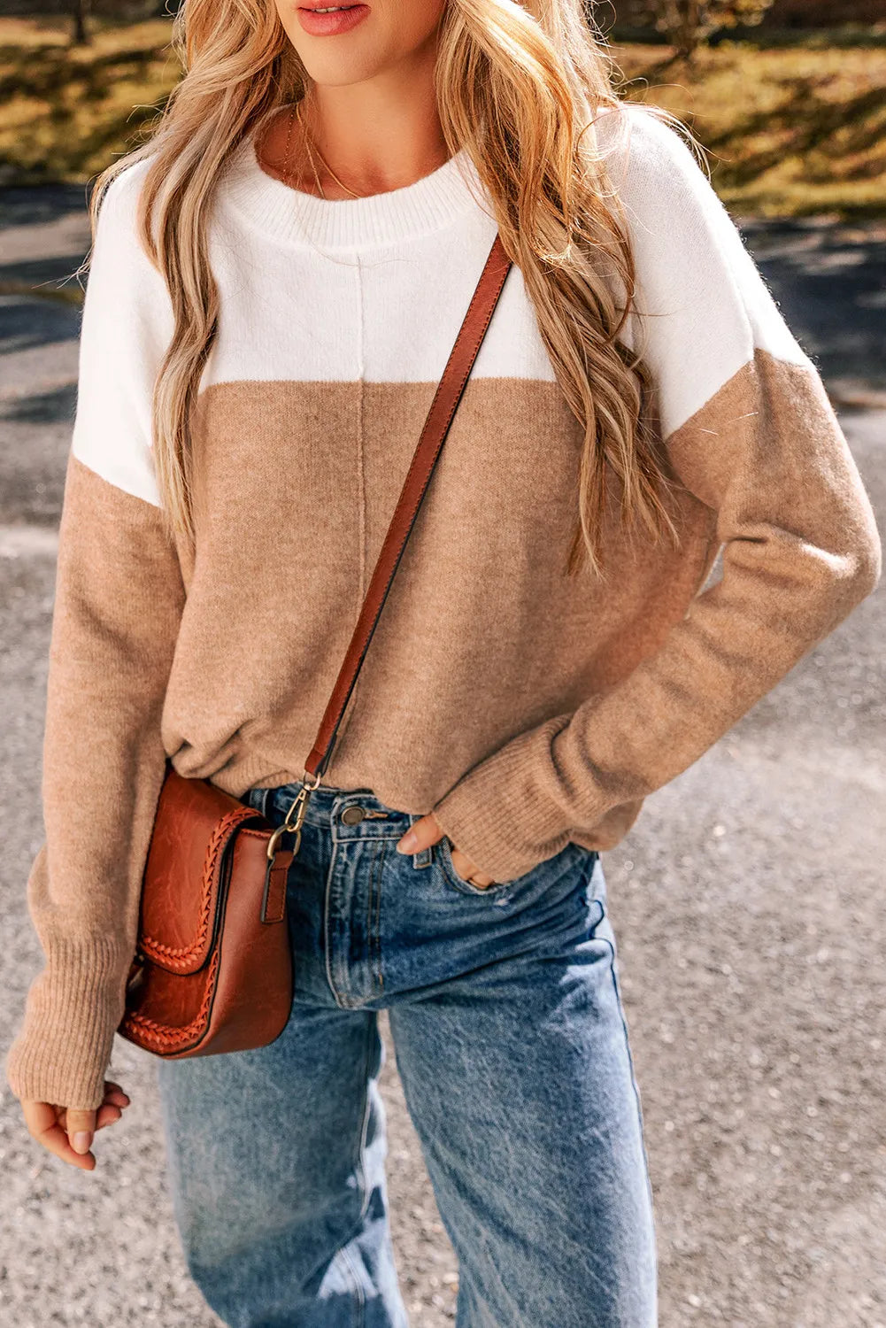 Color Block Long Sleeve Sweater