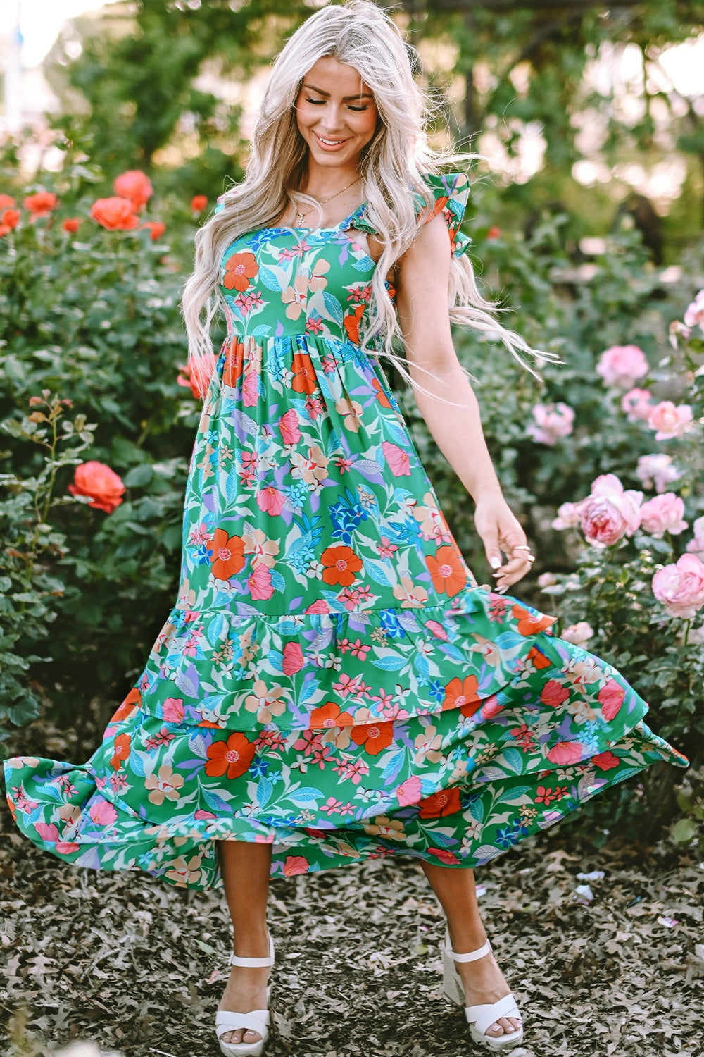 Tiered Ruffled Sleeveless Dress