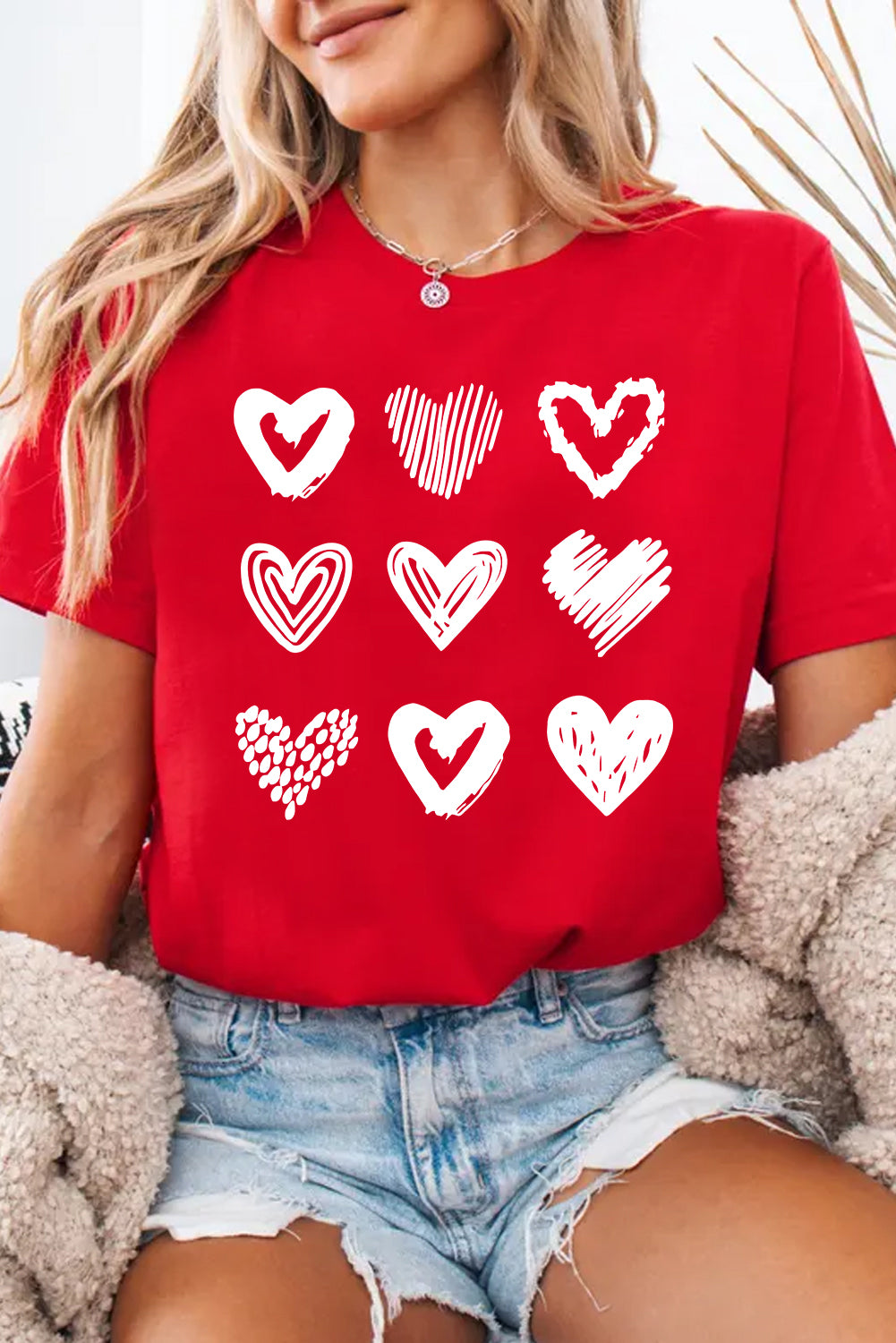 Red Crewneck Valentines Tee