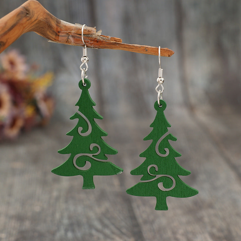 Christmas Tree Wooden Earrings