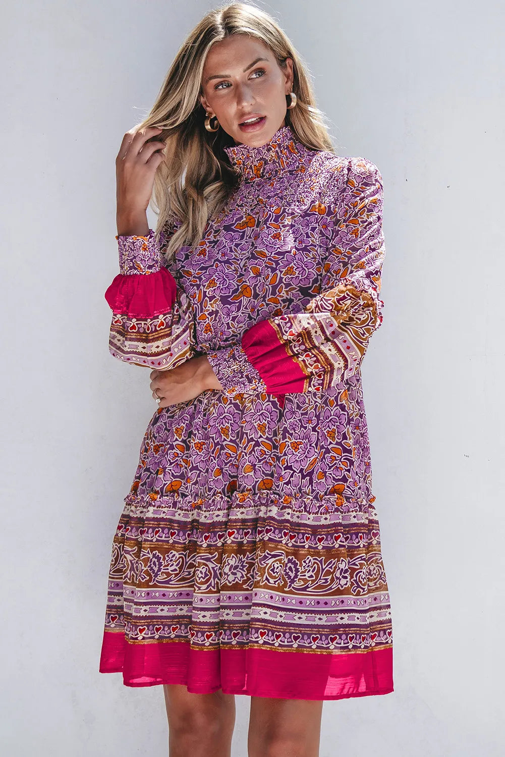 Flirty Floral High Neck Dress