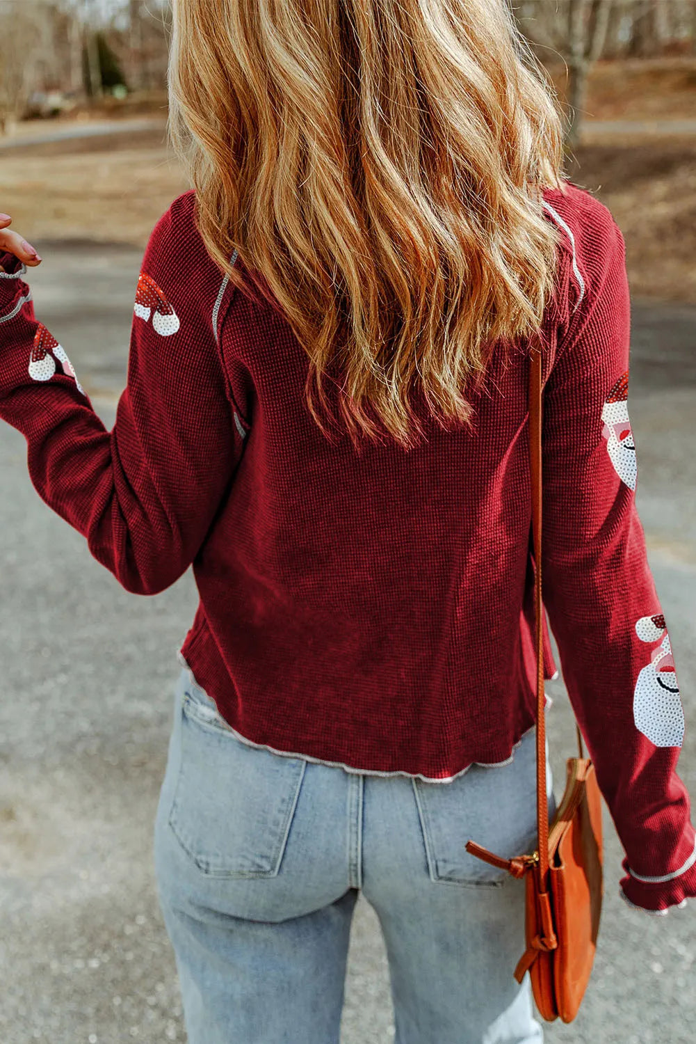 Sequin Santa Long Sleeve Top