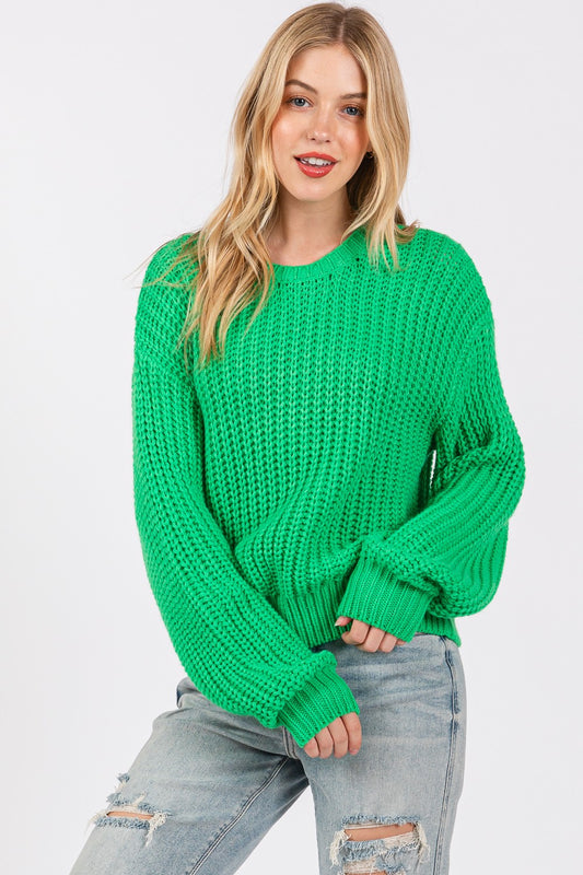 Green Drop Shoulder Sweater