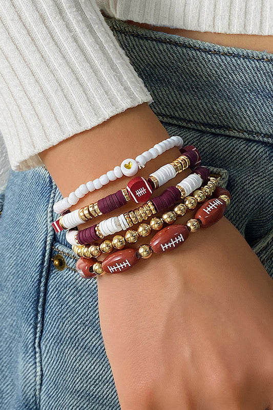 Football Beaded Bracelet Set