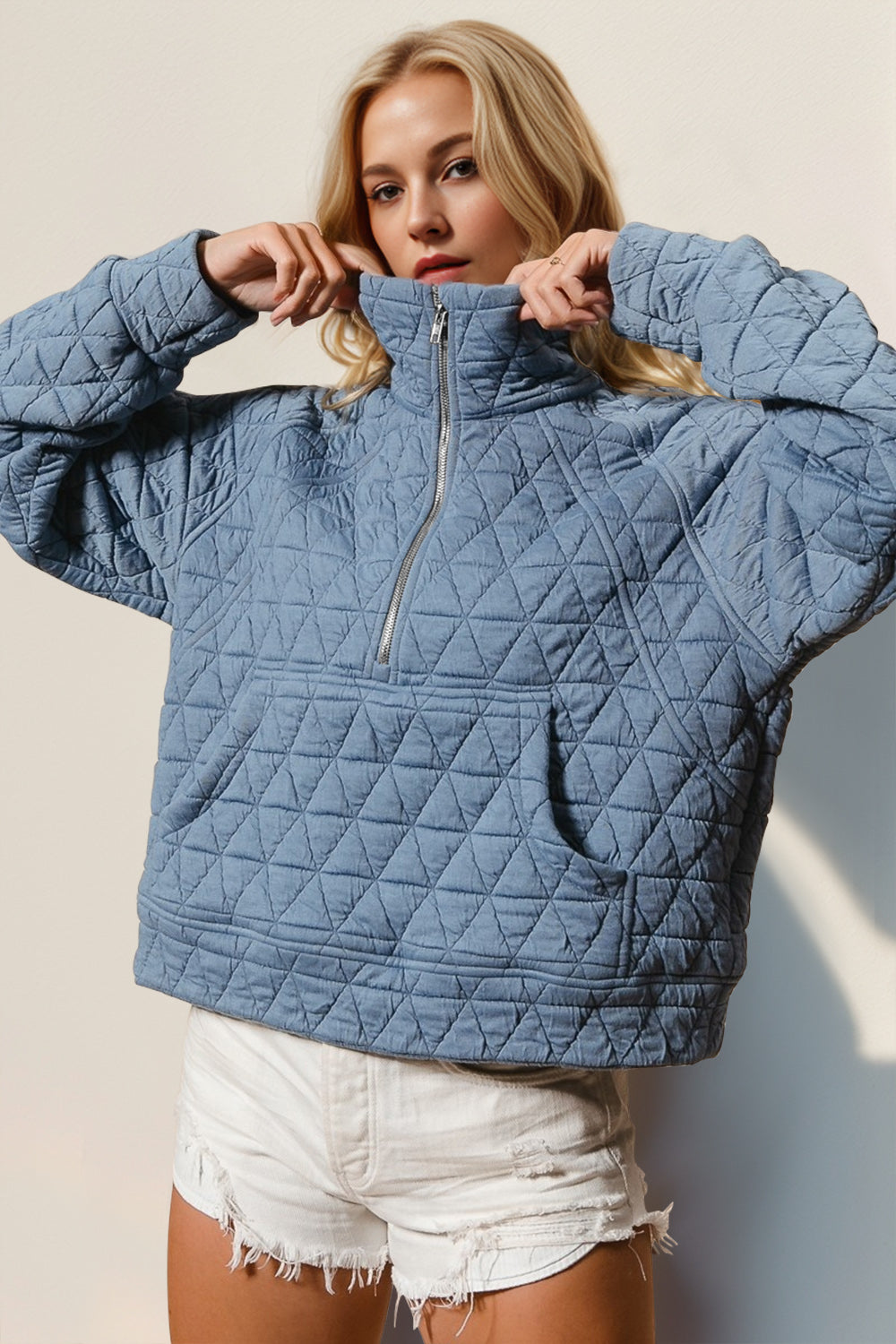 Half Zip Quilted Sweatshirt