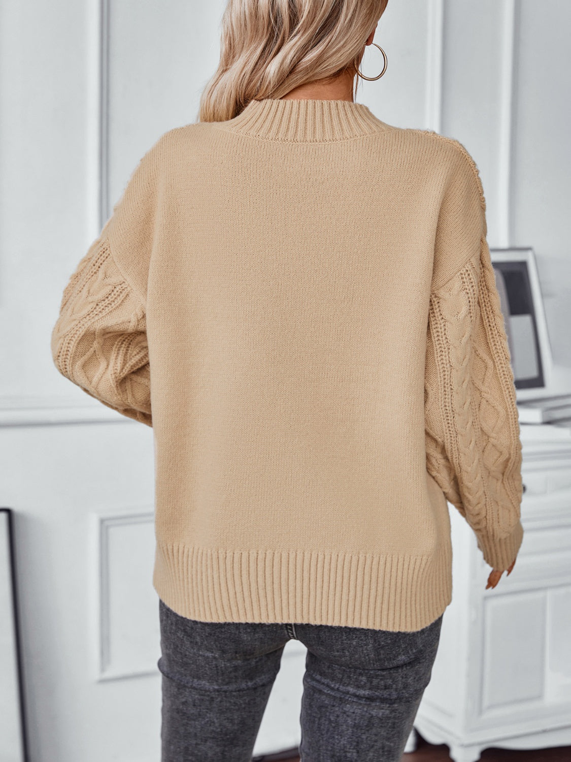 Cable-Knit Notched Sweater