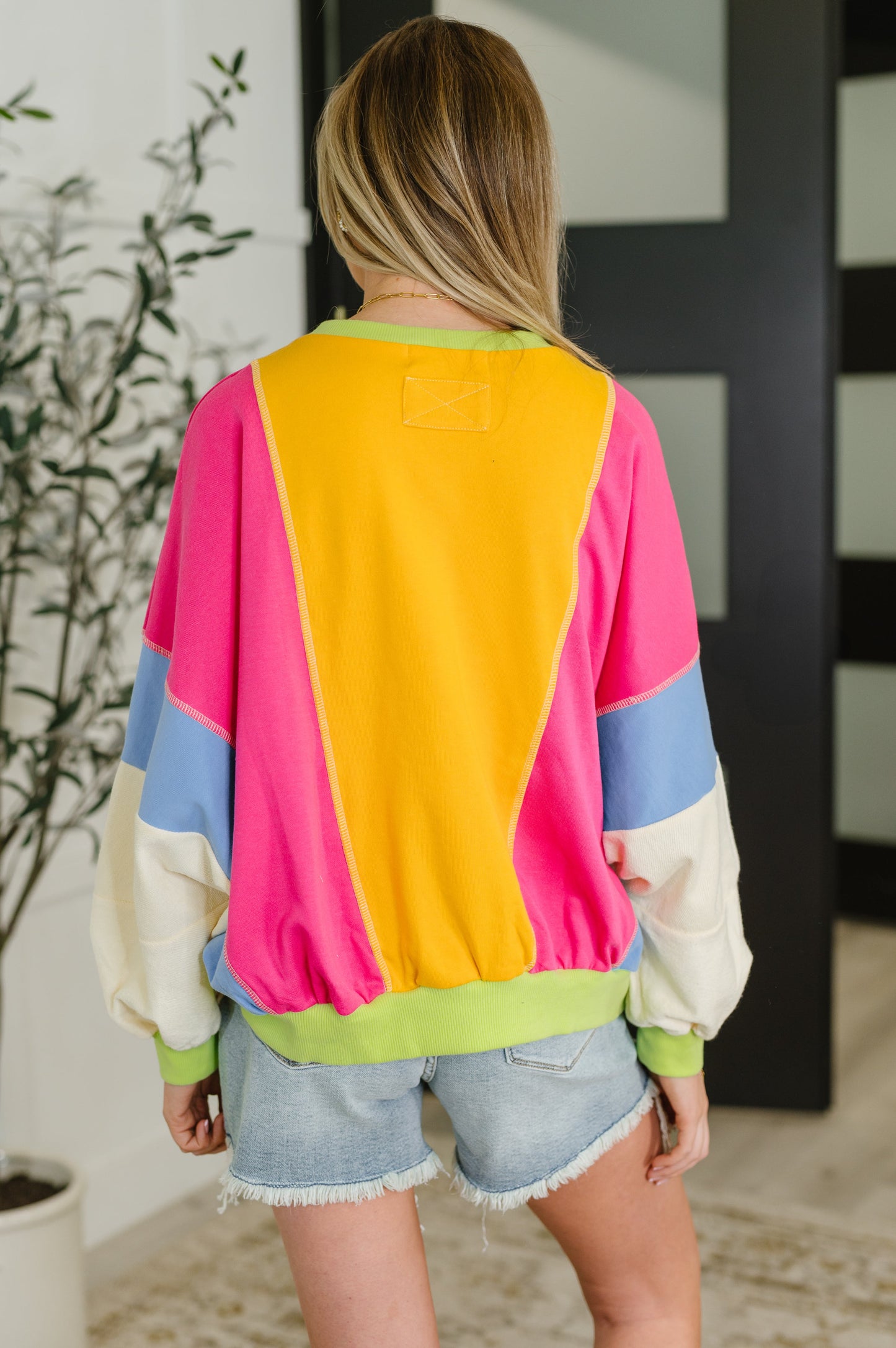 Blockbuster Color Block Pullover in Bright