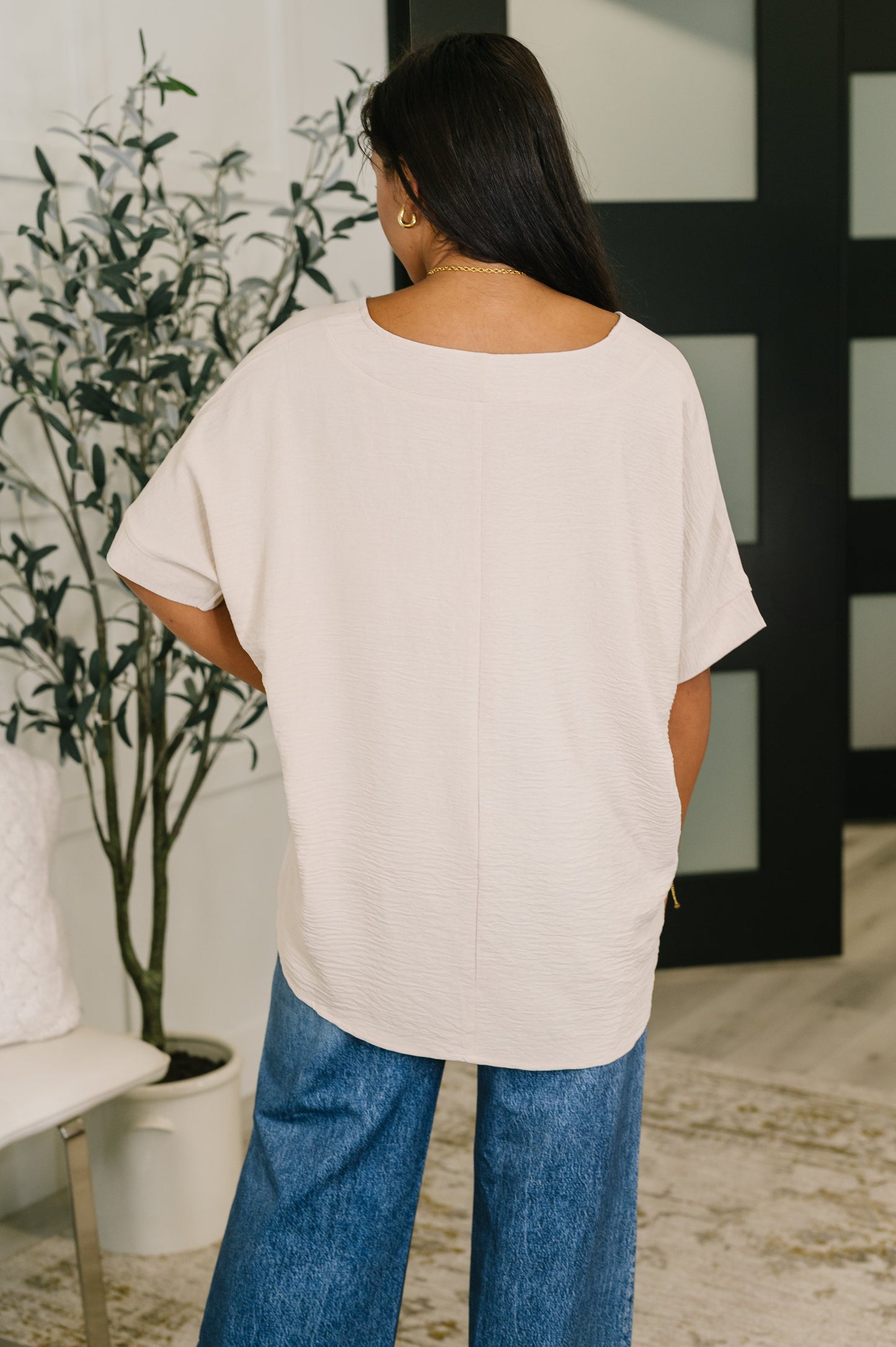 Counter Part Crinkle Top in Sand Beige