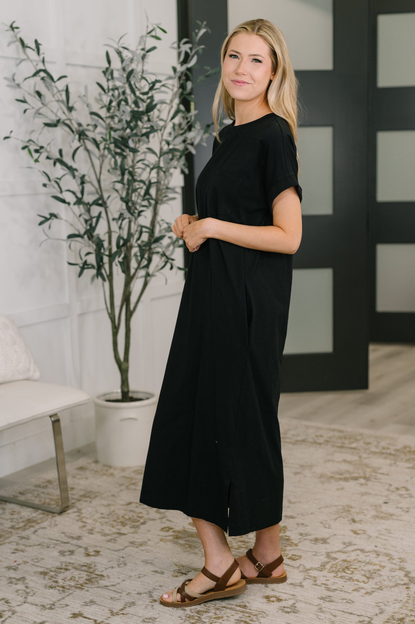Fix You Right Up Midi Dress in Black