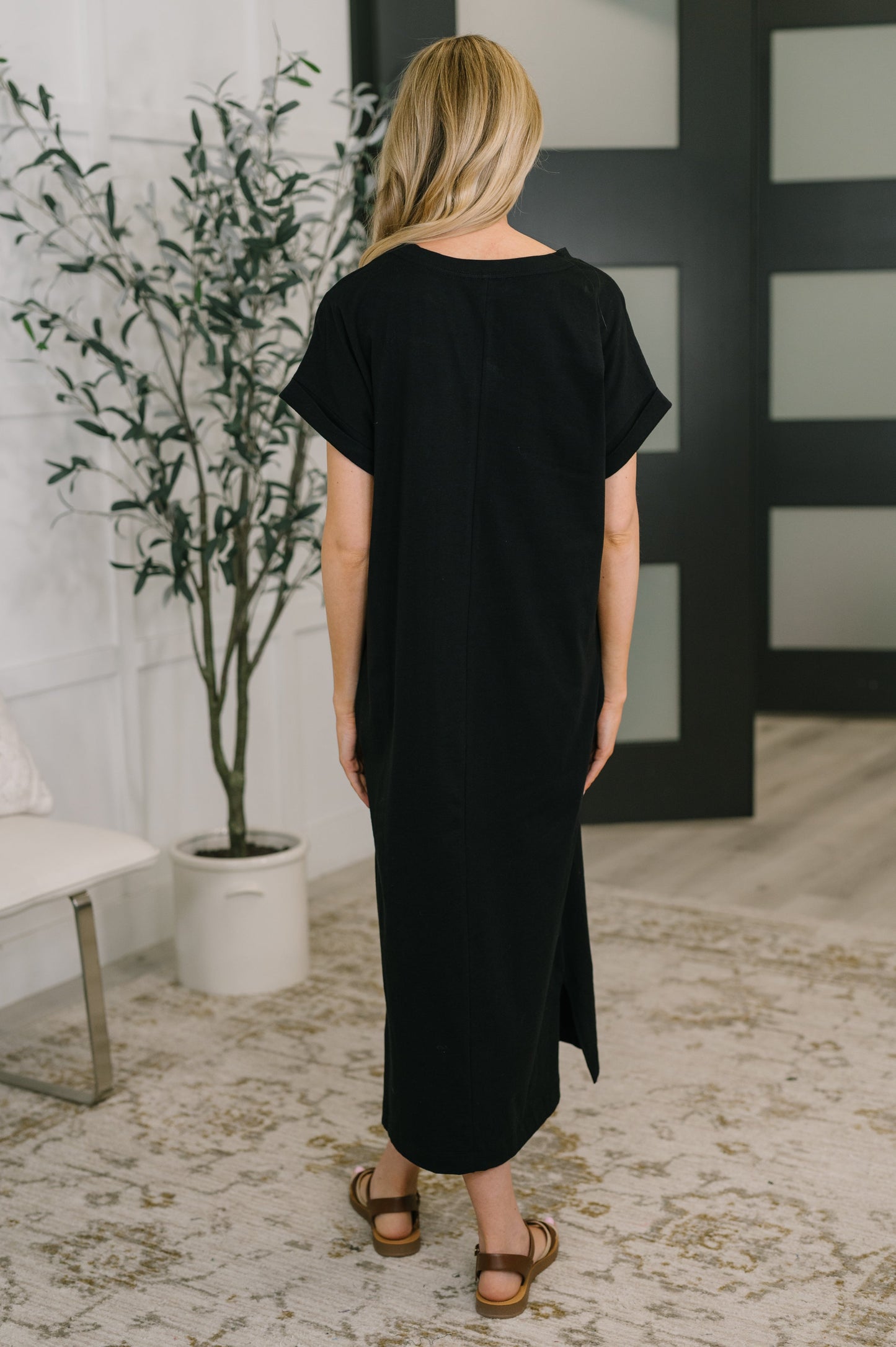 Fix You Right Up Midi Dress in Black