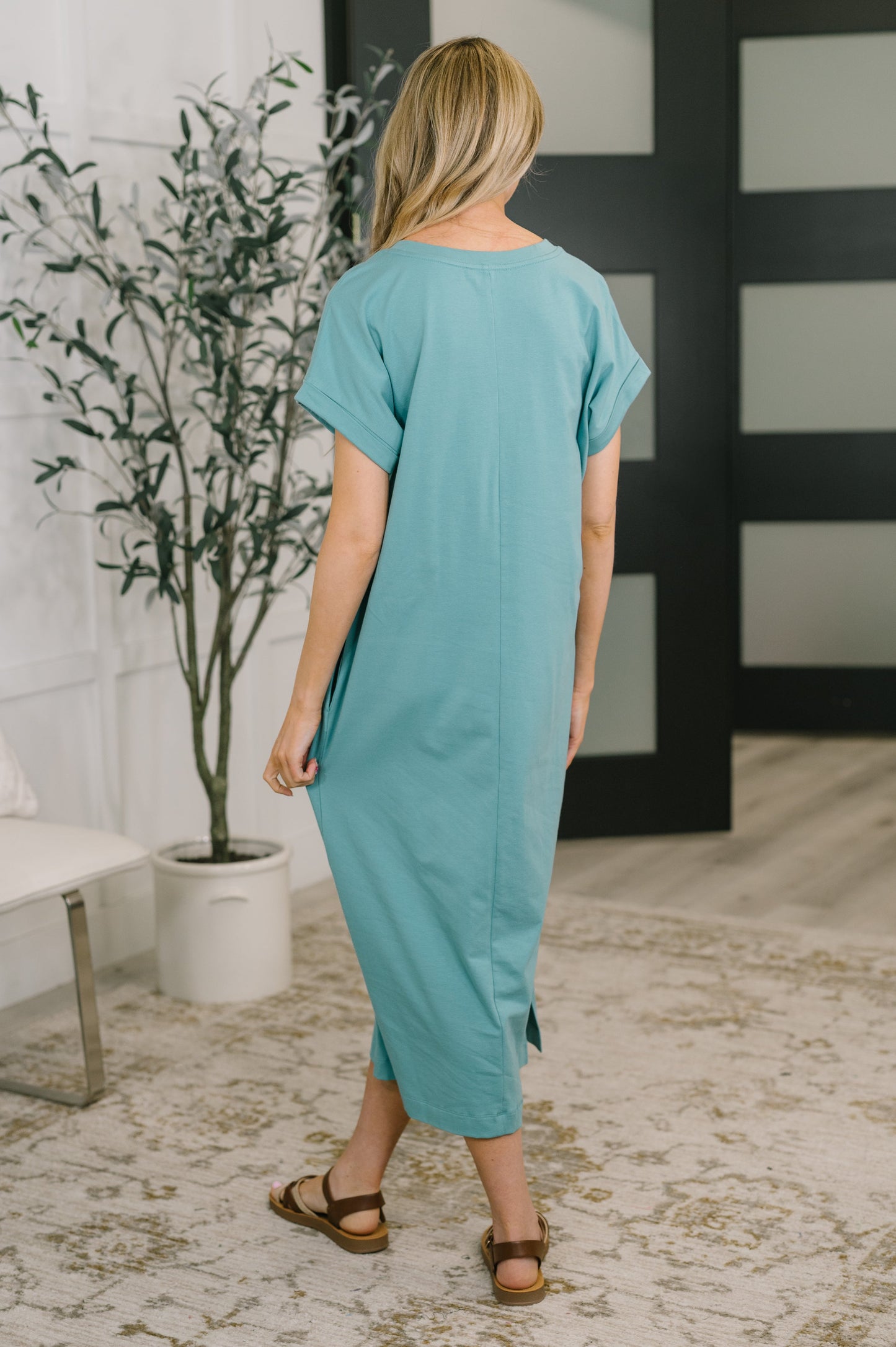 Fix You Right Up Midi Dress in Dusty Teal