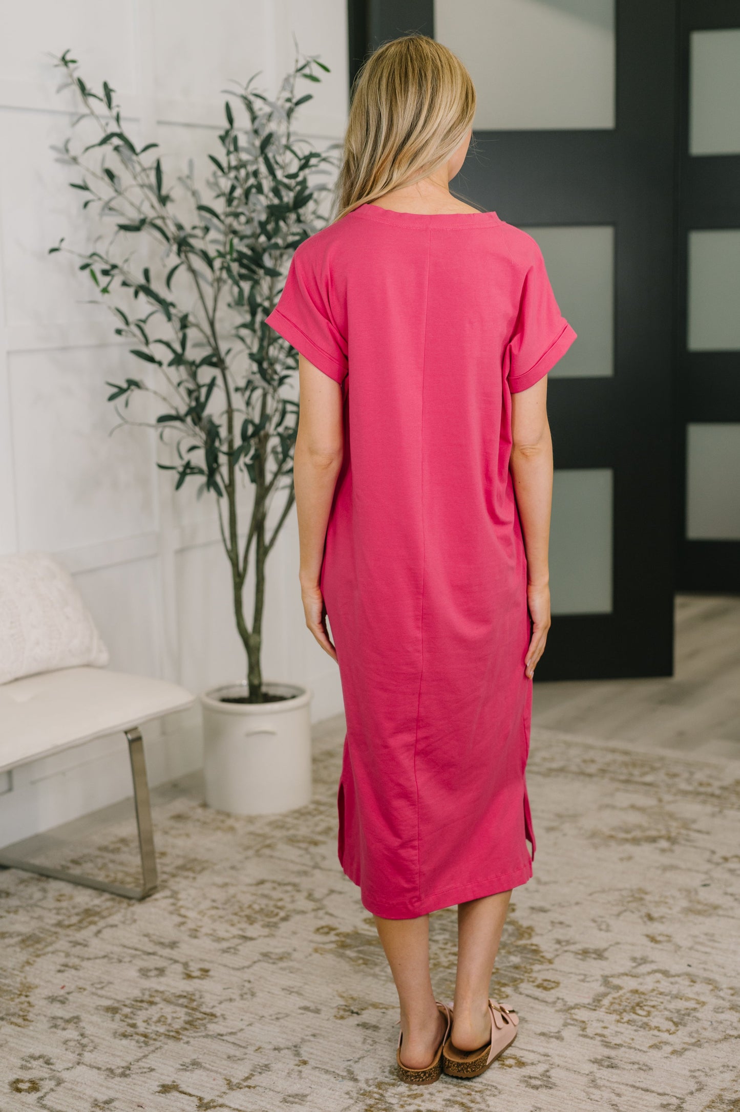 Fix You Right Up Midi Dress in Hot Pink