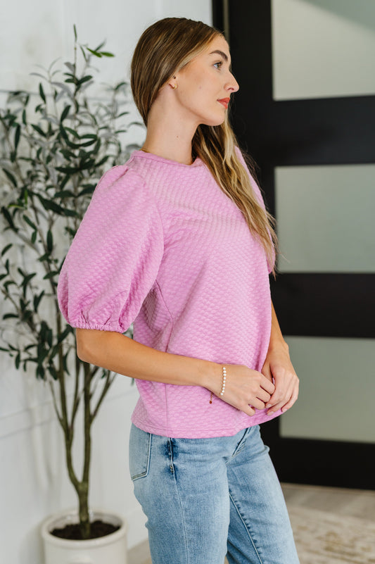 Textured Balloon Sleeve Blouse