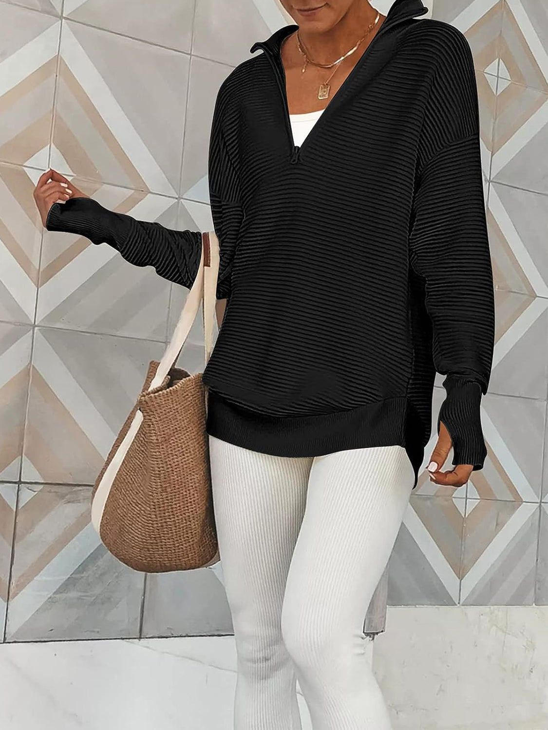 Half Zip Knit Top