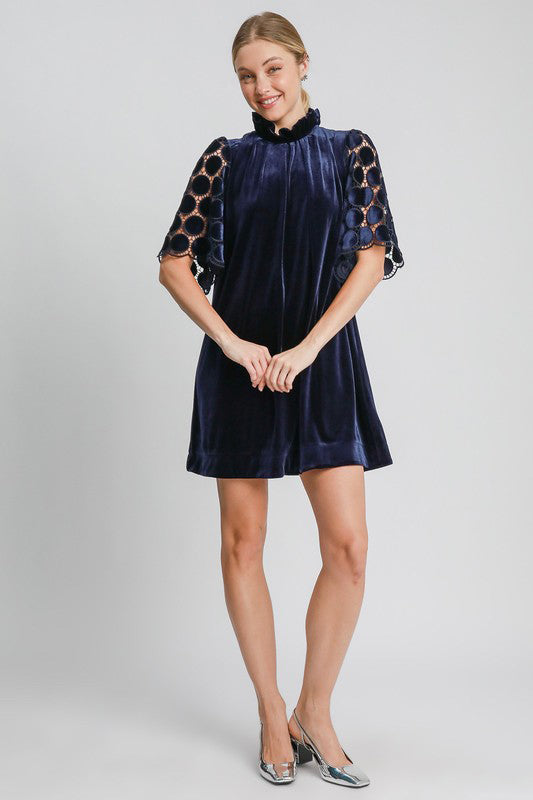 Velvet High Neck Shift Dress