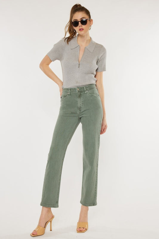 Kancan Olive Ultra High Rise Straight Jeans