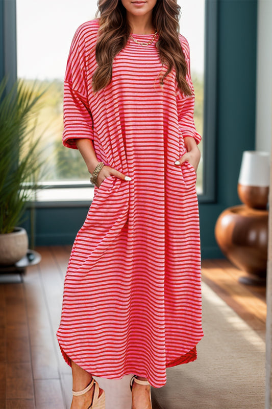 Pocketed Striped Tee Dress