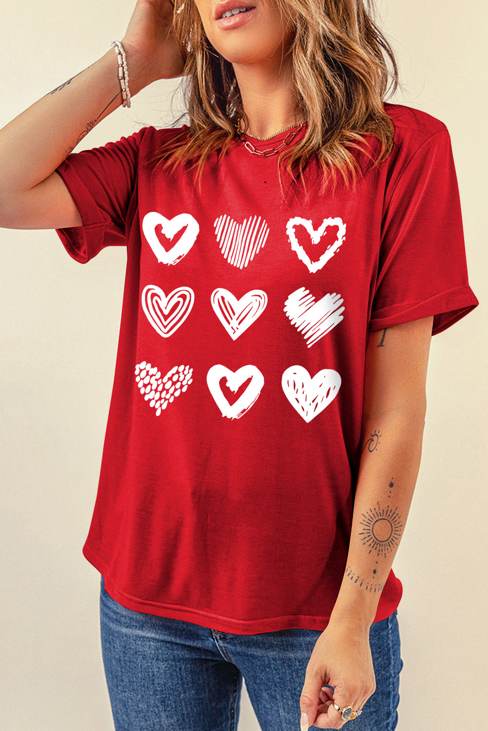 Red Crewneck Valentines Tee