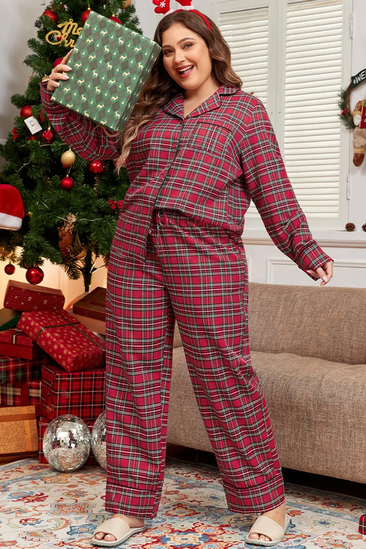 Plus Size Plaid Lounge Set