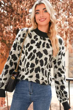 Grey Leopard Sweater