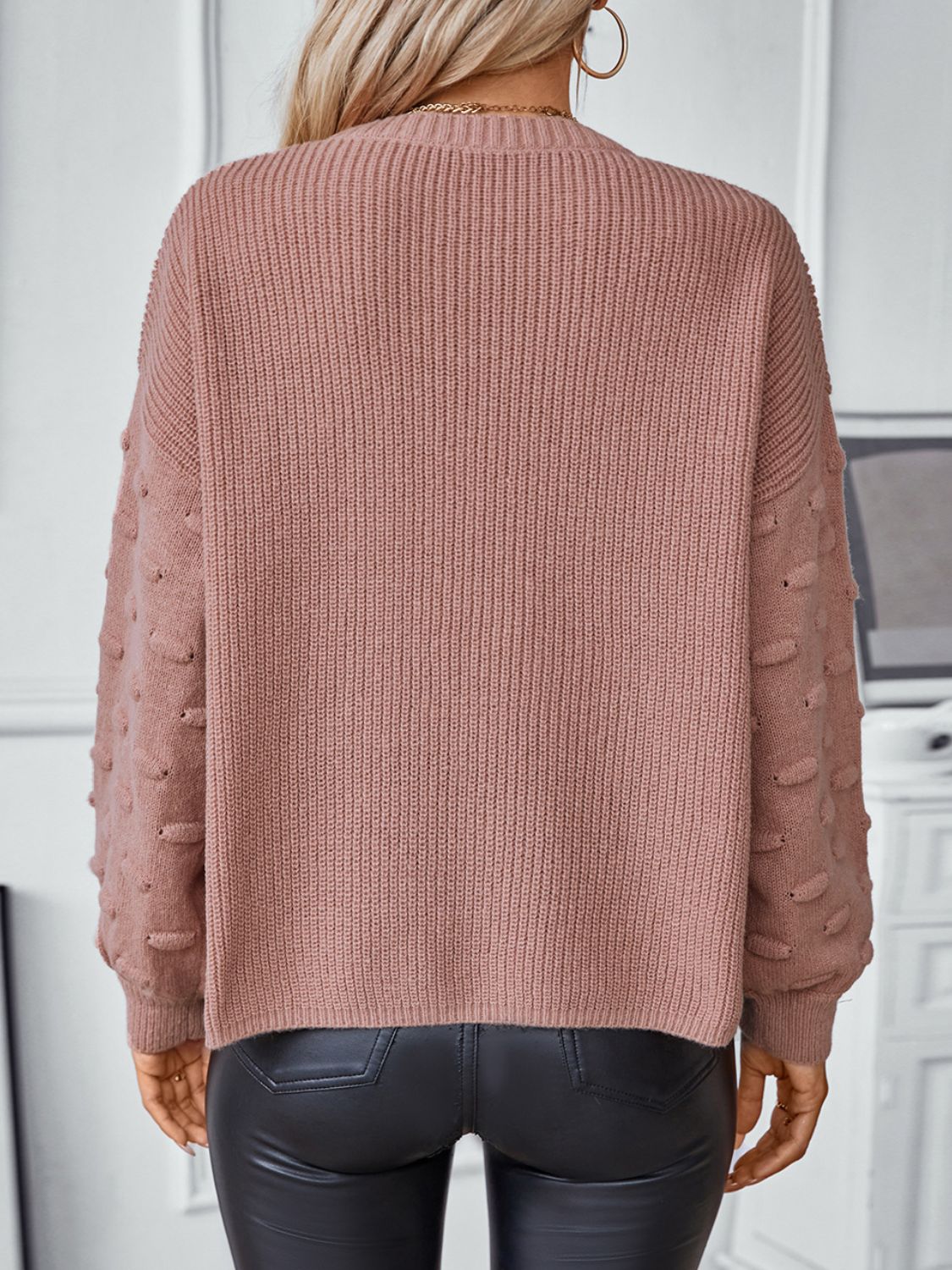 Cable Knit Drop Shoulder Sweater