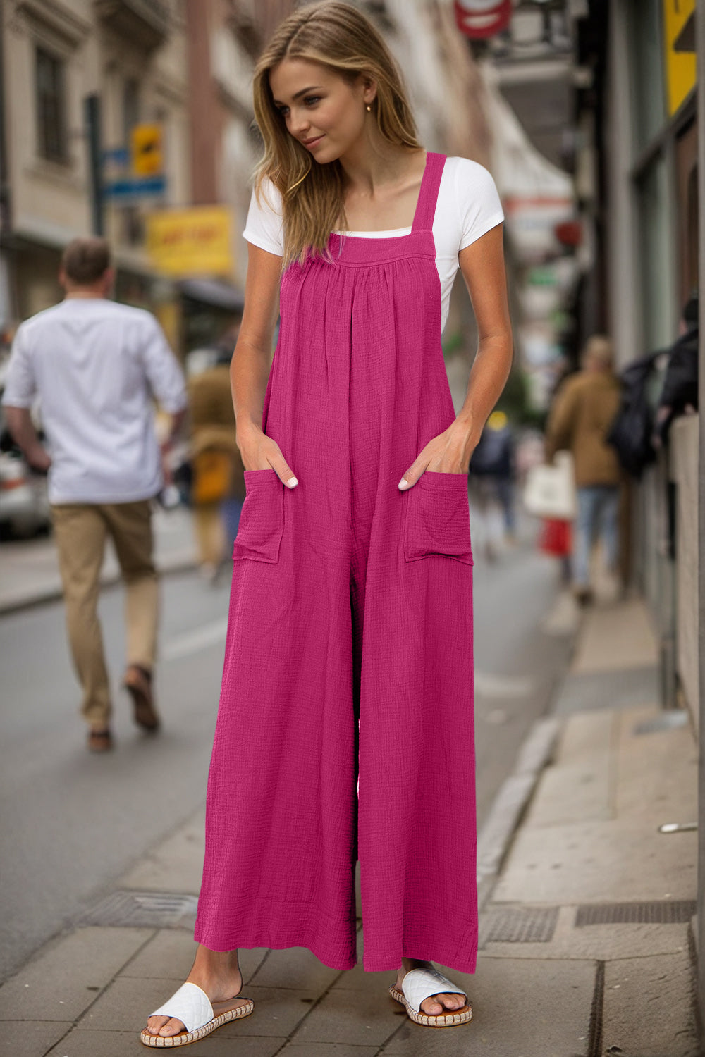 Wide Leg Overalls with Pockets