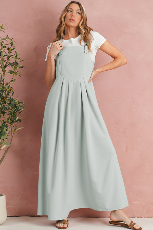 Light Grey Pocket Overall Dress
