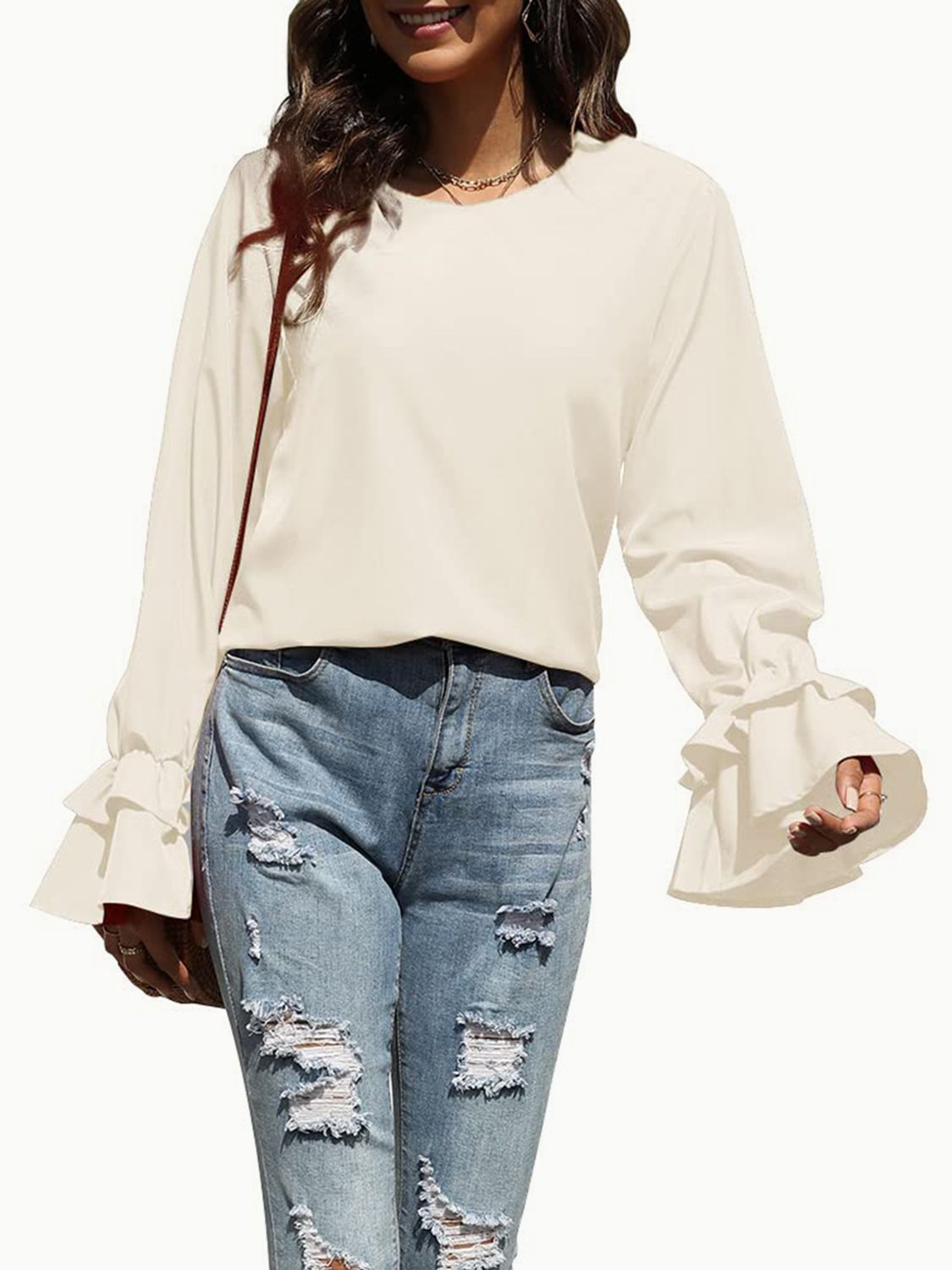 Double-Layered Flounce Sleeve Top